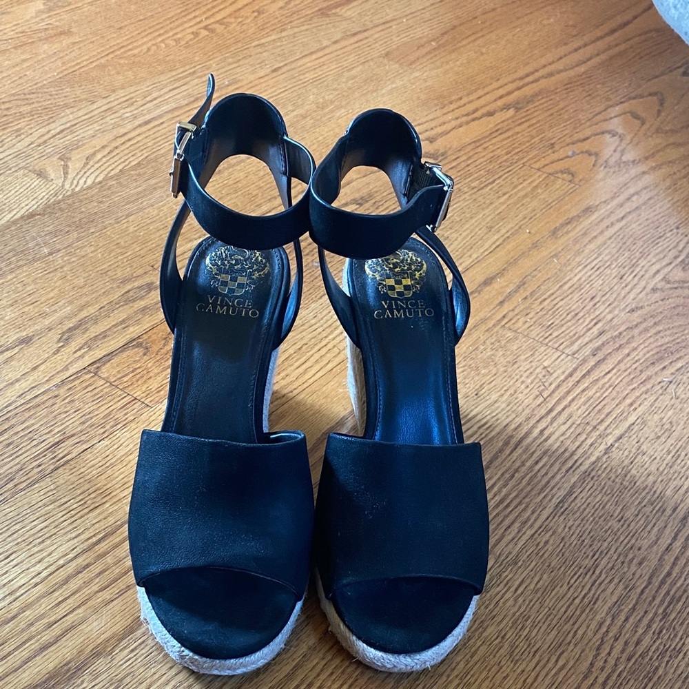 Vince Camuto Black Espadrille Wedges